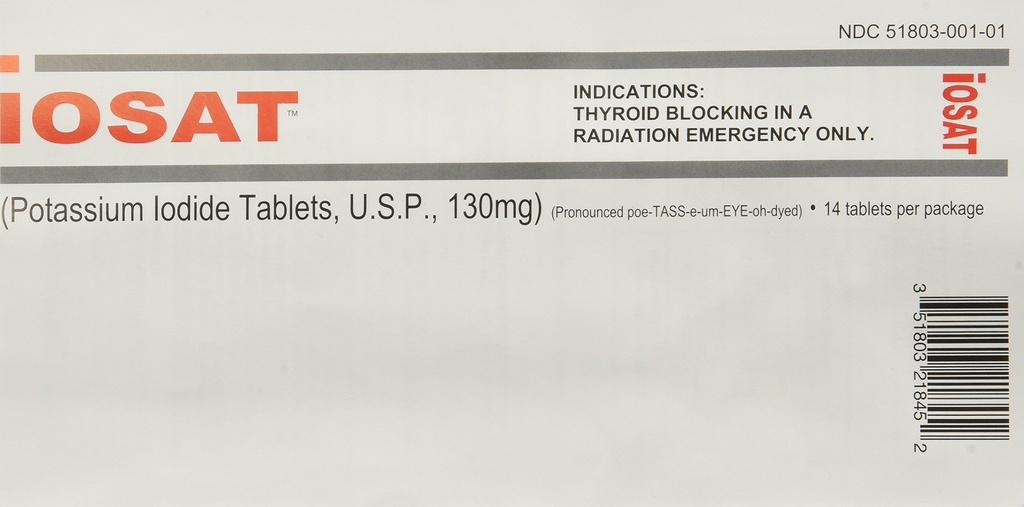 IOSAT 130 mg 칼륨 Iodide 정제, 5 조사