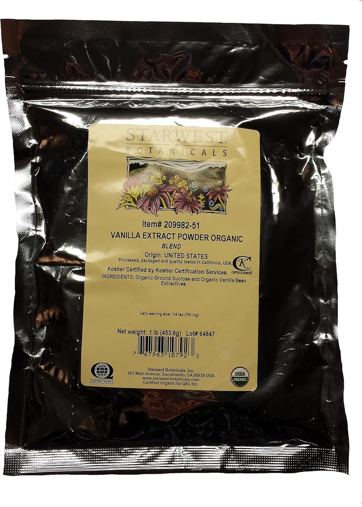 Starwest Botanicals 유기 바닐라 추출물 분말 - 1 파운드