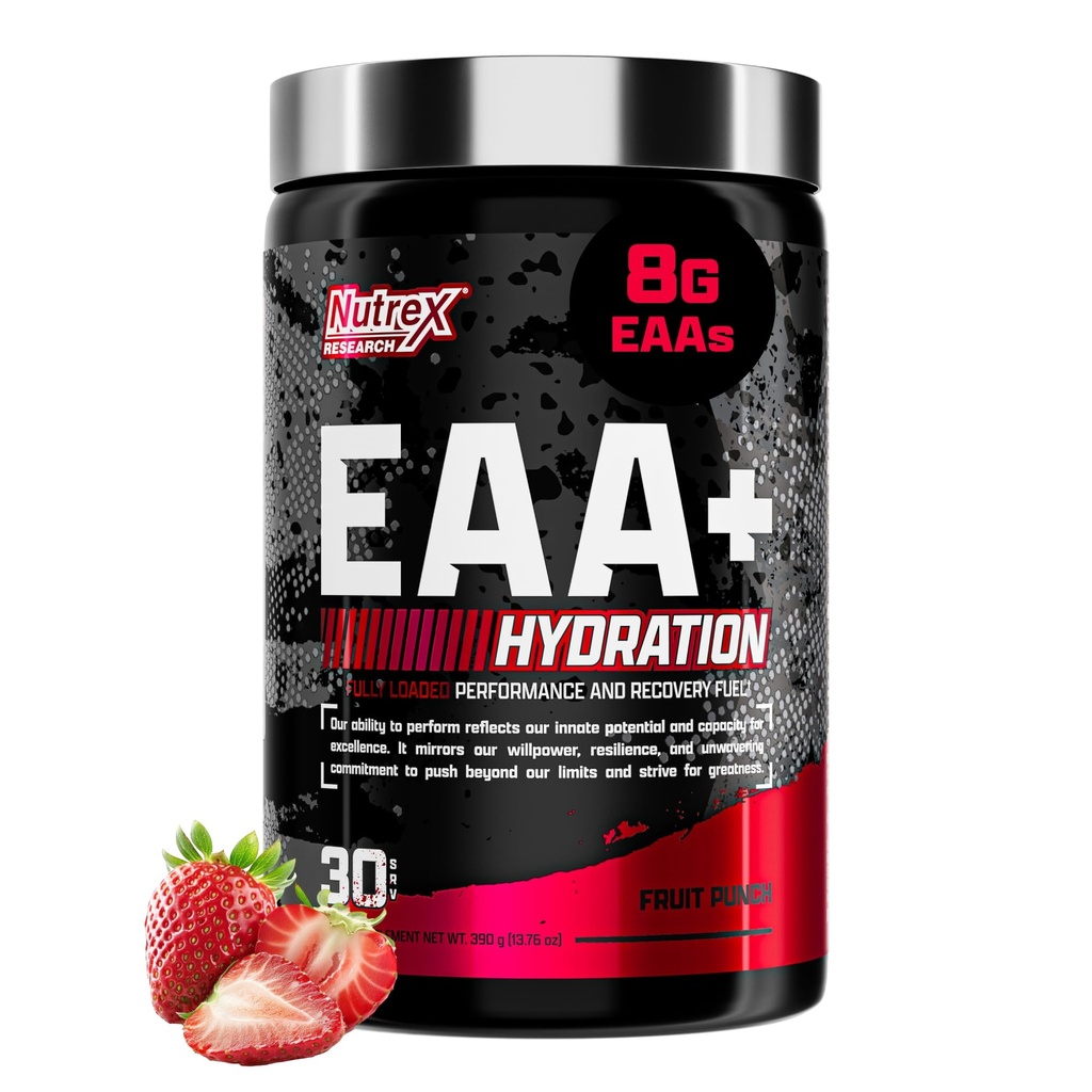 Nutrex 연구 EAA Hydration | EAAs + BCAA 분말 | 근육 회복, 힘, 근육 건물, 내구시간 | 8G Essential Amino Acids + Electrolytes | 30 서빙 (지방 펀치)