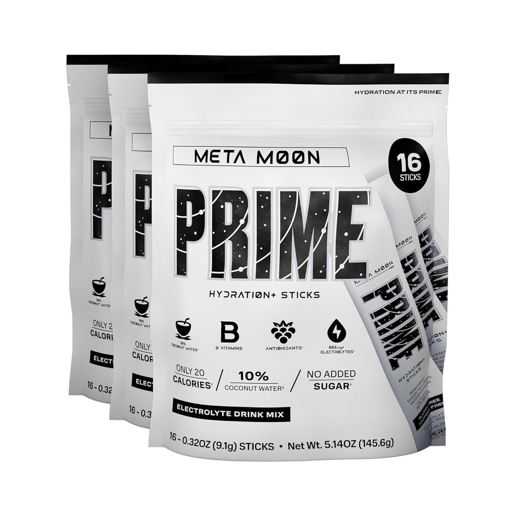 홍보센터 스틱 META Moon | 하이드로 션 파우더 싱글 세브 스틱 | 이동의 전해질 분말 | 250mg BCAA, B 비타민, 산화 방지제 | 낮은 설탕 | 카페인 무료 | Vegan | 48 스틱