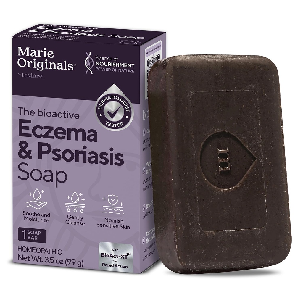 마리 Originals Eczema 얼굴 비누 바디 워시 바 - 모든 자연 Psoriasis, 건조한 Itchy Flaky 피부 완화를위한 피부염 치료 - Gentle Detoxifying, 치유, 안티 - 아이치, 클렌징 스킨 케어 (팩 1)