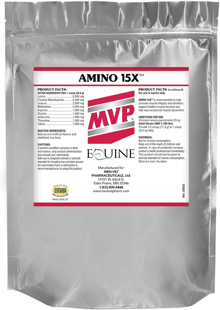 Amino 15X (3 lb) - 건강한 근육 기능, 발달 및 말에 있는 수리 지원