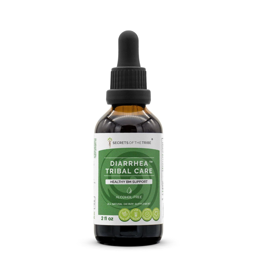 Tribe Diarrhea Tribal Care Tincture 알코올 무료 추출물, 허브 BlackBerry Rubus Fruticosus, Chamomile Matricaria Recutita, Goldenseal Hydrastis Canadensis 건강한 소화 2 oz의 비밀
