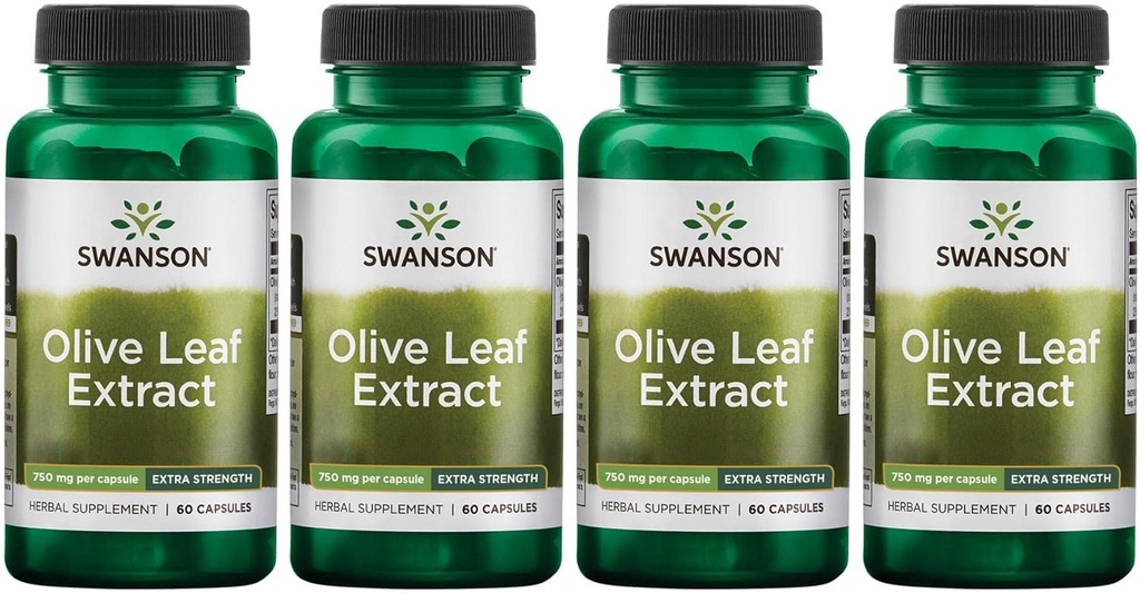 Swanson 올리브 잎 추출물은 20 % Oleuropein - (60 캡슐, 750mg 각) 4 팩을 캡슐