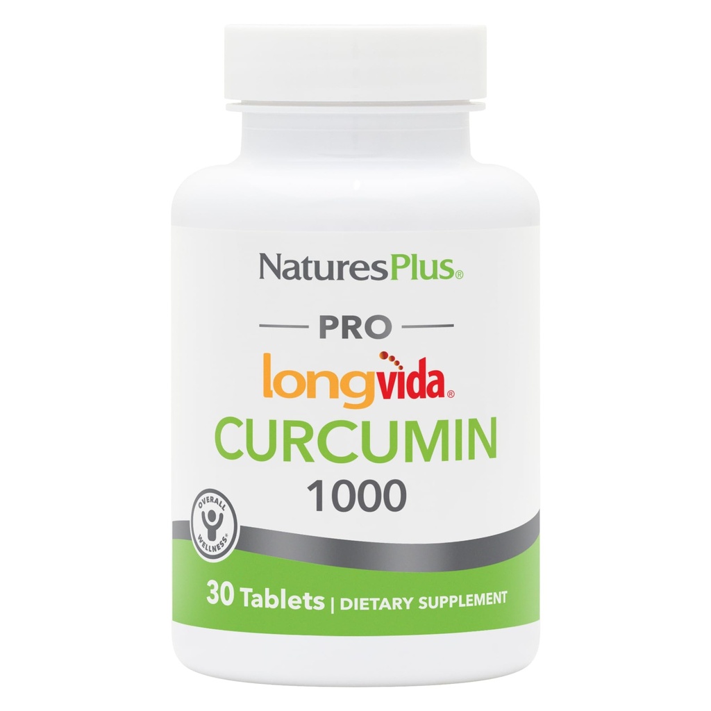 NaturesPlus PRO Longvida Curcumin 1000 mg - 30 정제 - 건강한 무료 Radical Protection - Non-GMO, Vegan & Gluten 무료 - 30 서빙
