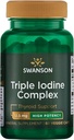 Swanson Triple Iodine Complex-Natural Supplement for Vital Thyroid Support-Promotes Metabolic Function, 증가 된 Red Blood Cell Production, & Heart Health-(60 Veggie 캡슐, 12.5mg 각) 1 팩