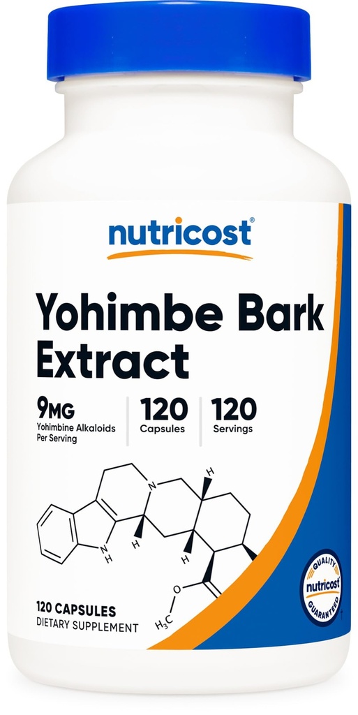 Nutricost Yohimbe Bark 추출물 450mg (9mg Yohimbine Alkaloids), 120 캡슐 - 추가 강도, 글루텐 무료, 비 GMO
