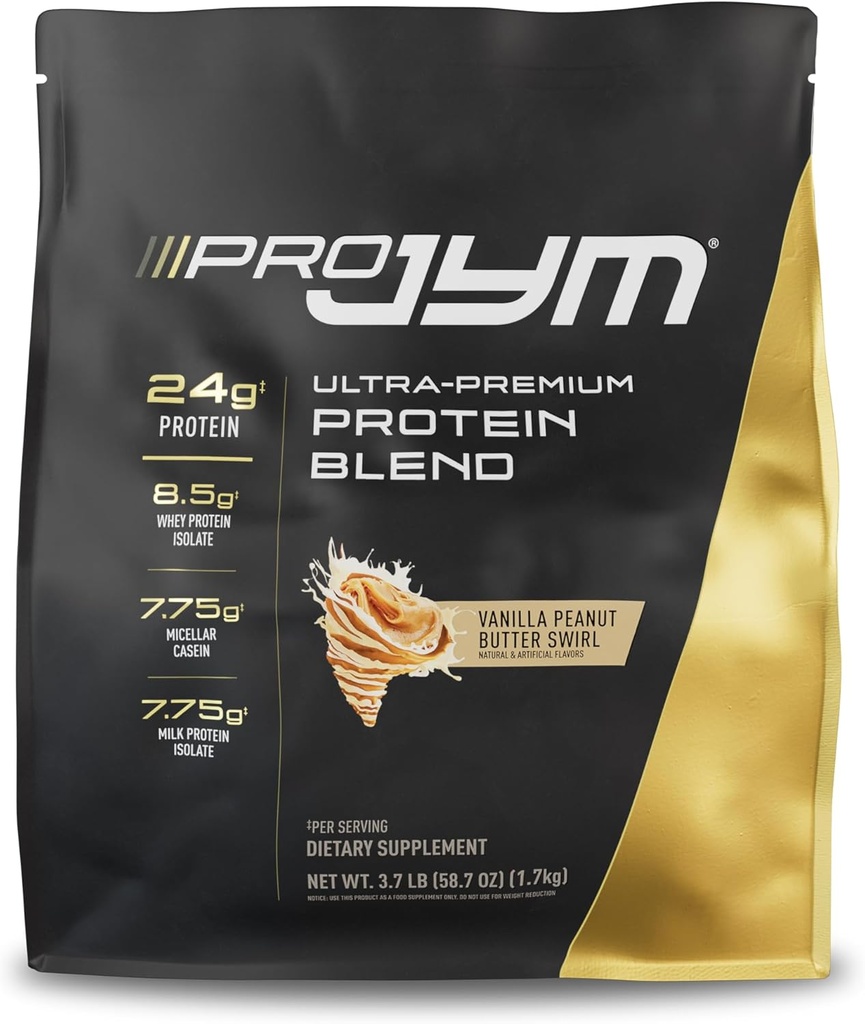 Pro JYM Vanilla Peanut Butter Protein Powder - Whey Protein Isolates, Casein, & Milk Protein, 남성 및 여성을위한 Lean Muscle Building, JYM 보충 과학, 45 서빙