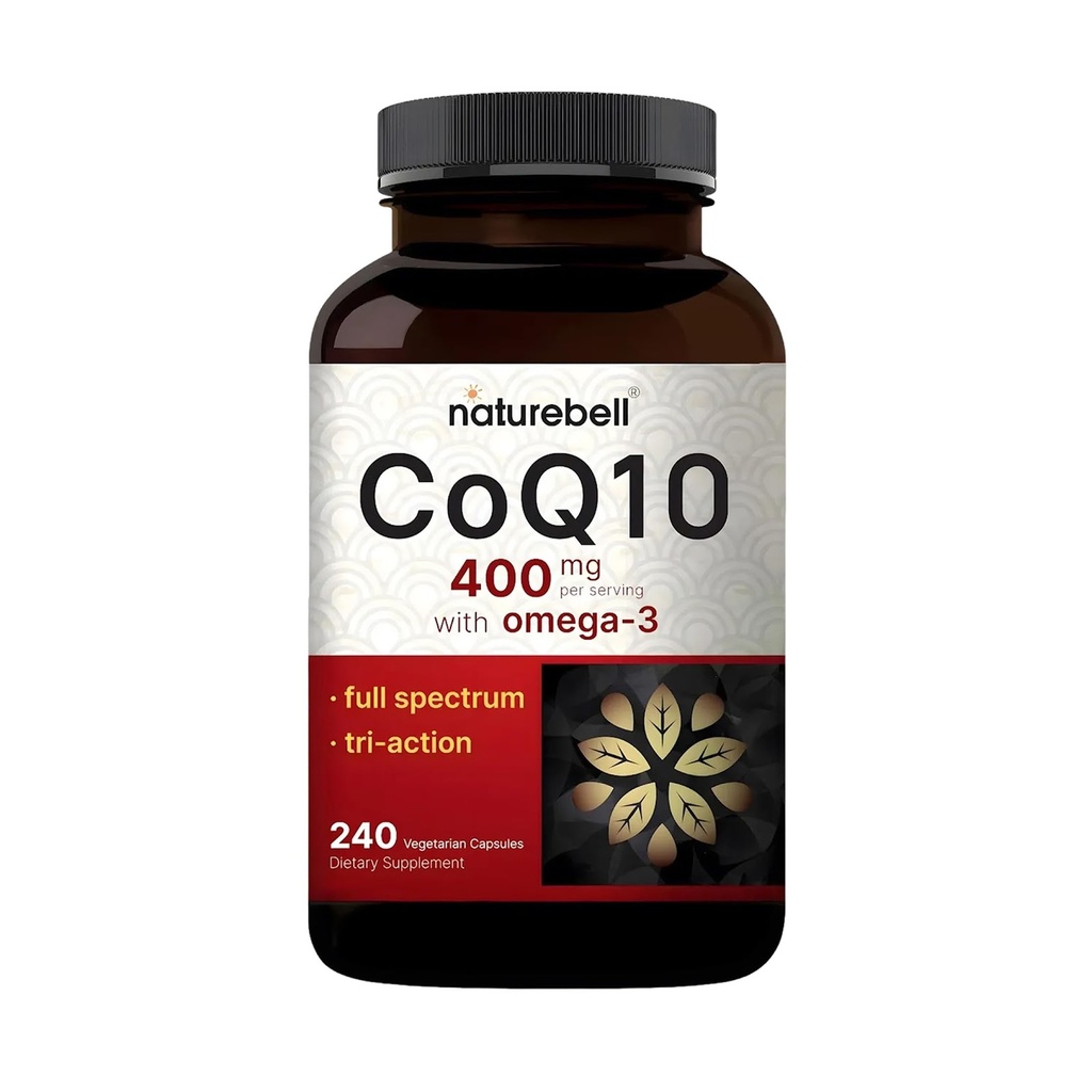 NatureBell CoQ10 400mg with Omega-3-240 캡슐 - 심장 및 에너지 건강 지원을위한 산화제 보충 - 셀룰러 에너지 * 지원 - 추가 강도 Coenzyme Q10