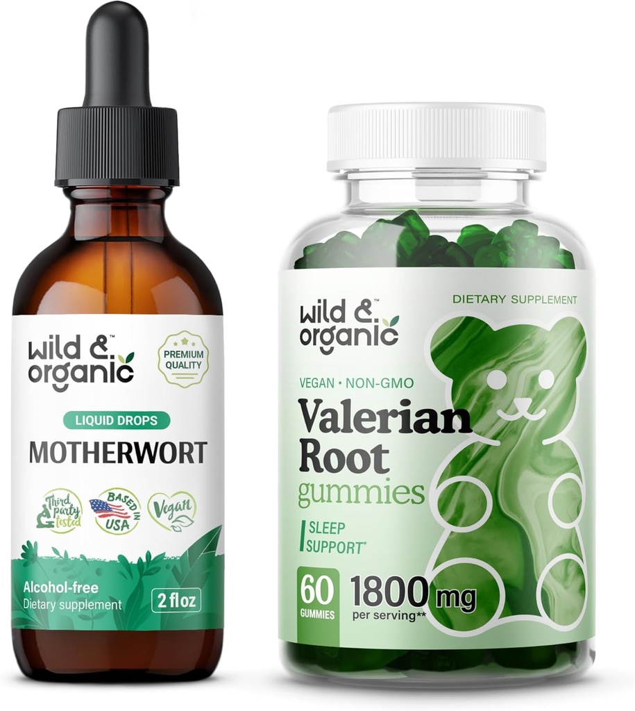 야생 & 유기 어미료 Tincture 2 fl oz & Valerian 뿌리 Gummies