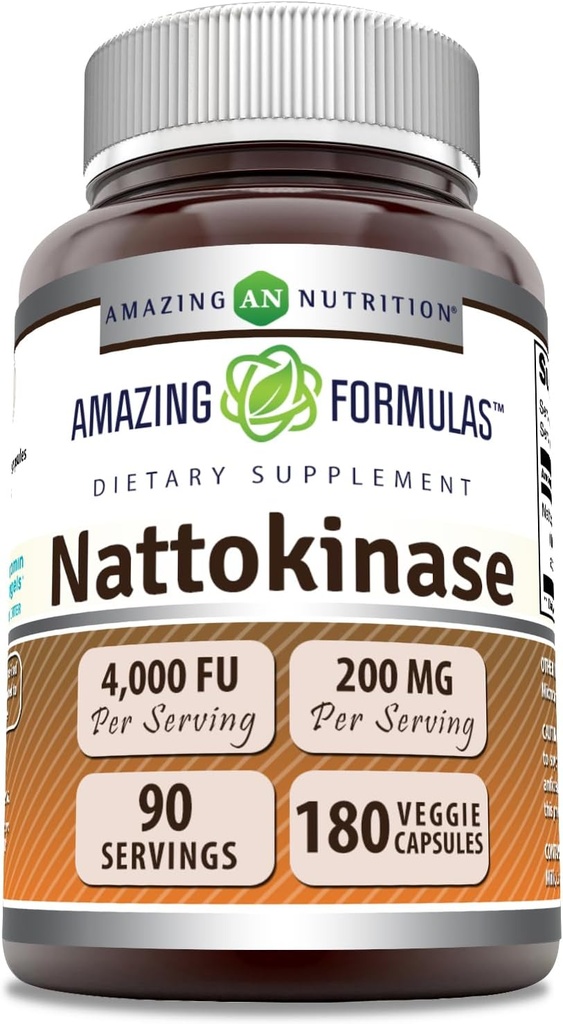 놀랄만한 수식 Nattokinase 규정식 보충교재 100 mg Veggie 캡슐 보충교재 | 2000 FU 효소 활동 | Non-GMO | 글루텐 무료 | 미국에서 제작 (180 개)