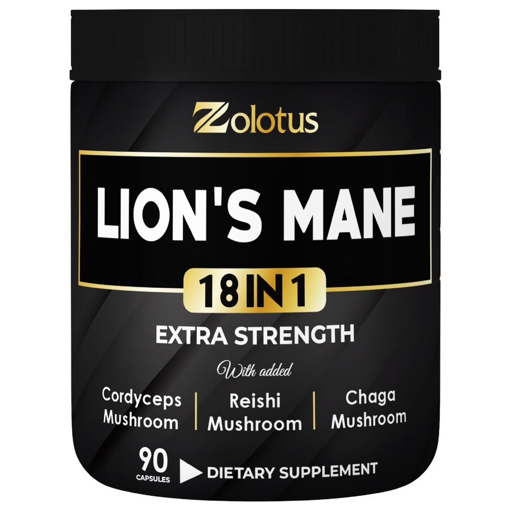 Zolotus Lions Mane 버섯 복합 캡슐 Cordeyceps, Elderberry, Ginkgo Biloba, Bacopa - 90 캡슐