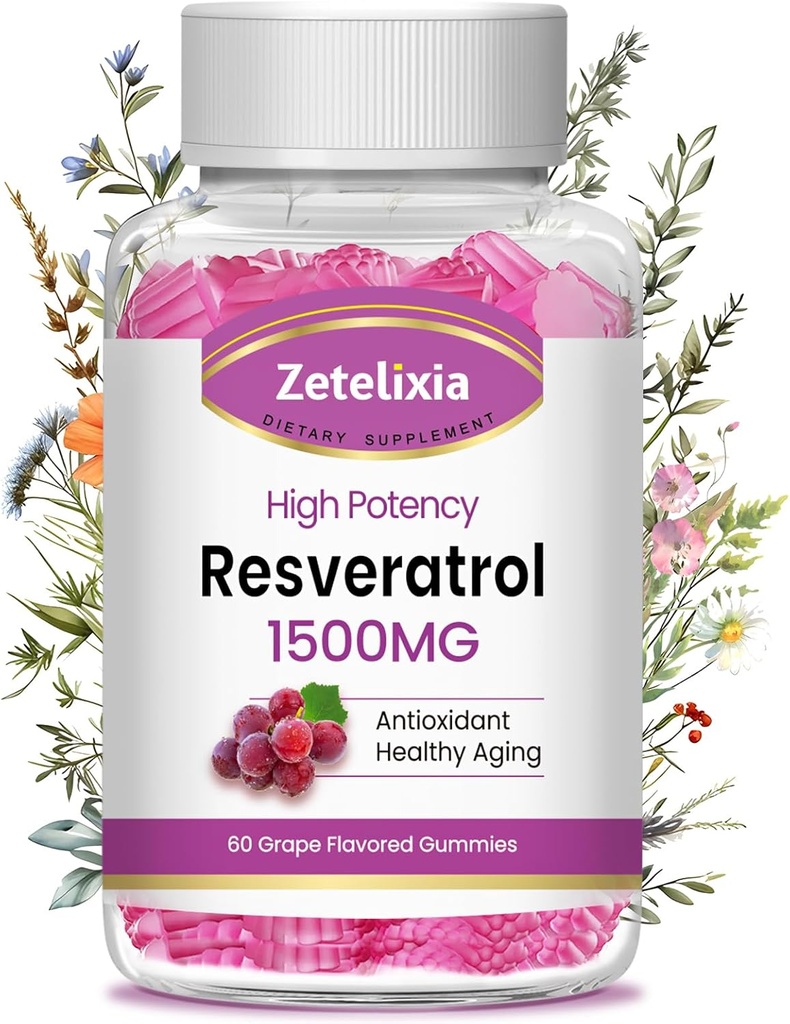 Sugar Free Resveratrol Gummies - 산화 방지제, 건강한 시효, 피부, 두뇌, 유기 - 60 Gummies를 위한 높은 순수성 Resveratrol 보충교재