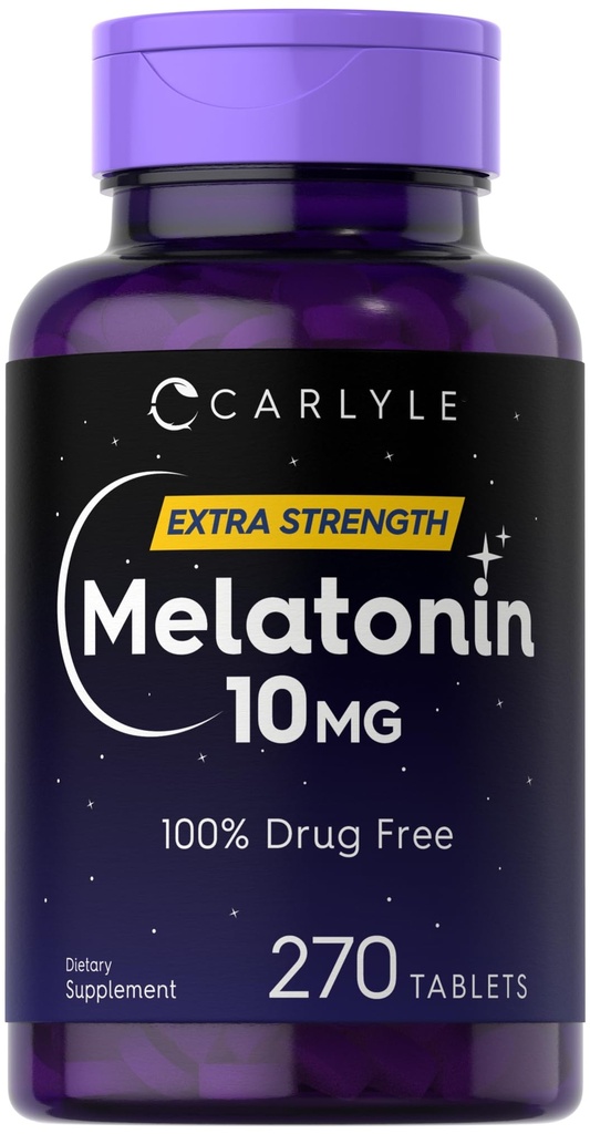 Carlyle Melatonin 10mg | 270 타블렛 | 채식주의, 비 GMO, 글루텐 프리 보충교재