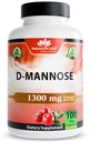 NaturaLife Labs 유기 D-Mannose 1300 mg 유기 Cranberry 추출 100 mg 서빙 당 – 100 캡슐 – 비 GMO, 글루텐 무료, Vegan
