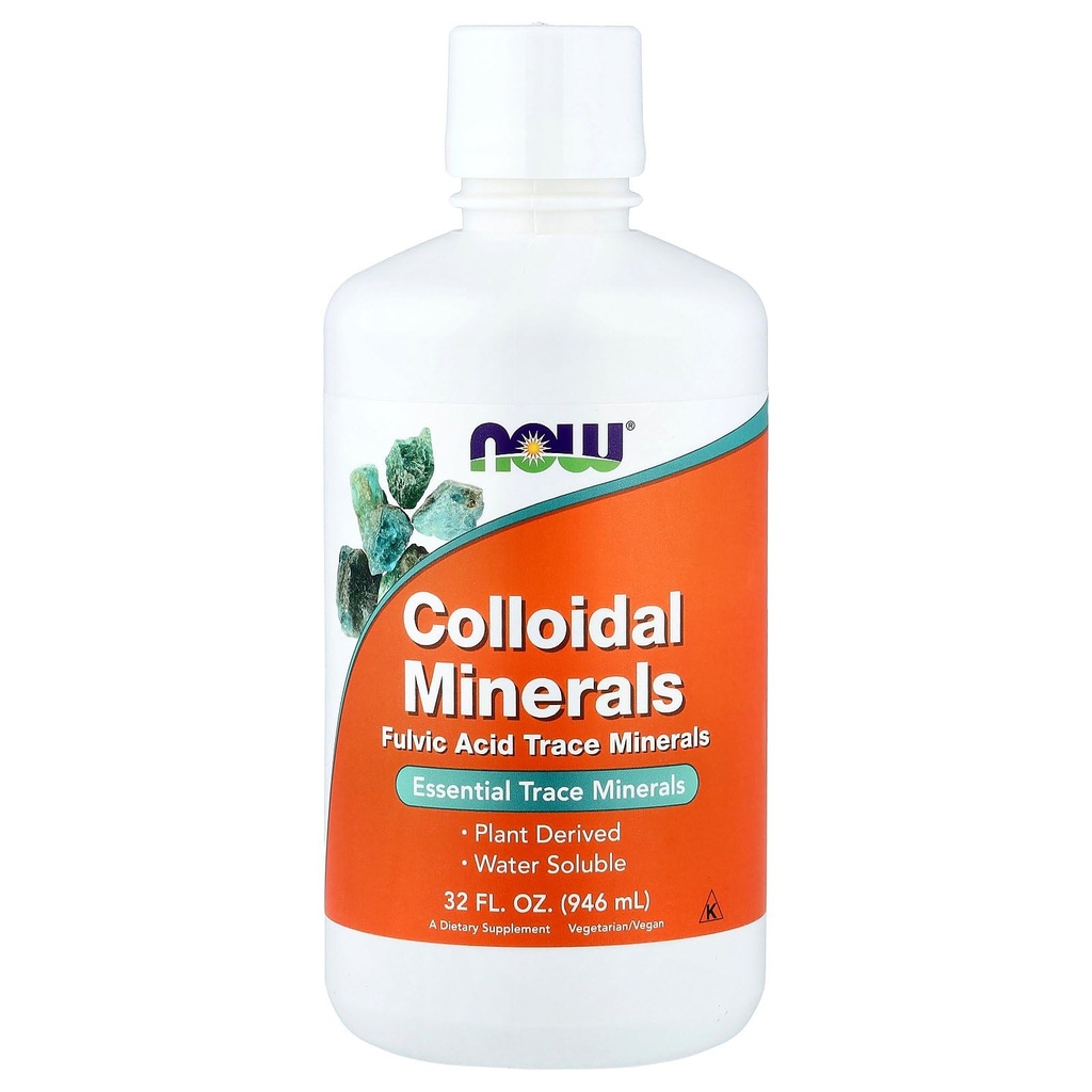 NOW Foods, Colloidal Minerals Liquid, Plant Derived, Essential Trace Minerals, 32-Ounce