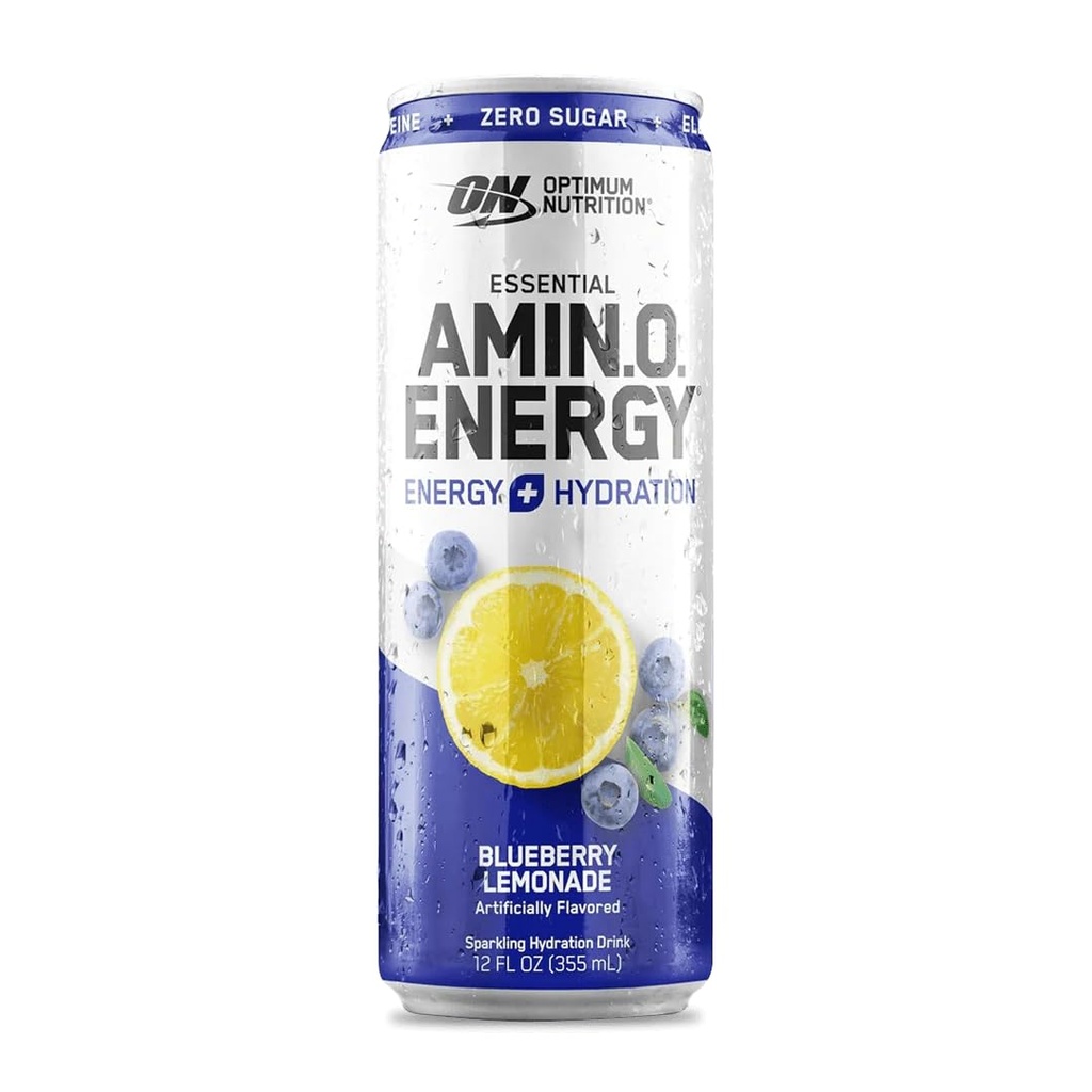 최적 영양 아미노산 에너지 Sparkling Hydration 음료, Electrolytes, 카페인, 아미노산, BCAAs, 설탕 무료, 블루베리 레몬, 12 Fl Oz, 1 개 (패키지 May Vary)