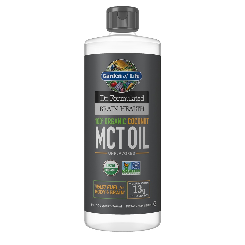 생명 박사의 정원 공식 두뇌 건강 100 % 유기 코코넛 MCT 오일 32 fl oz Unflavored, 13g MCTs, 바디 & 두뇌 연료, 인증 비 GMO Vegan & 글루텐 무료, Hexane-Free