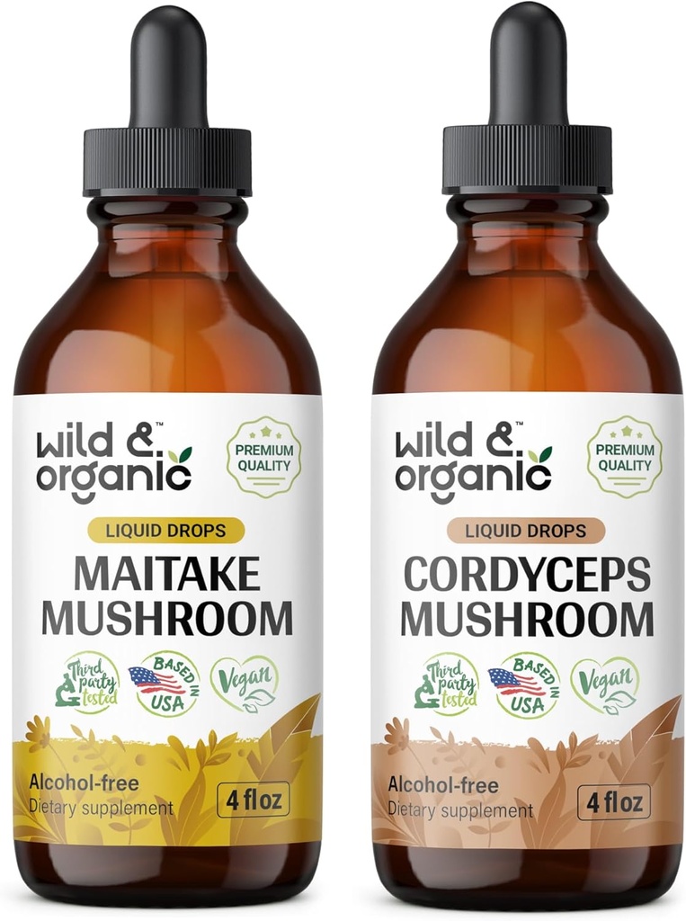 야생 & 유기 Maitake 버섯 Tincture 4 fl oz & Cordyceps 버섯 Tincture 4 fl oz