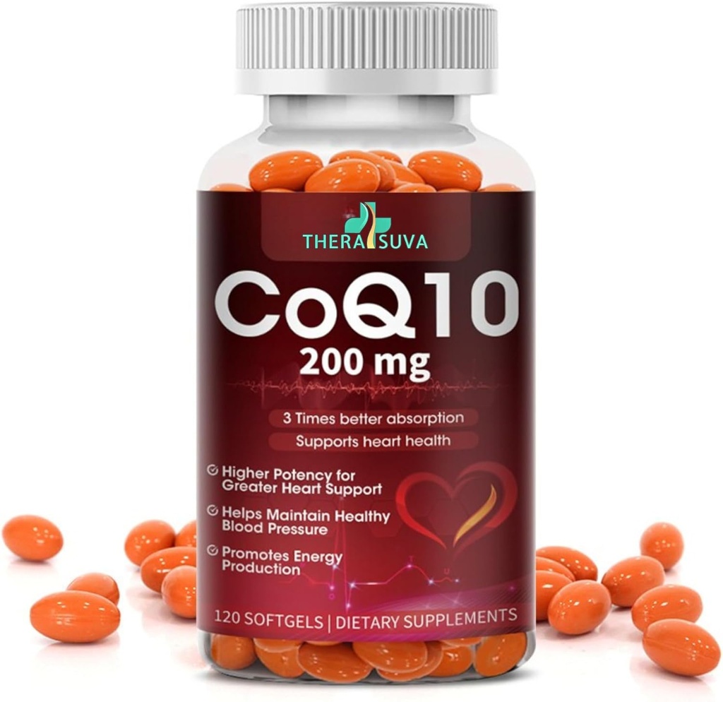 고 흡수 CoQ10 200 mg – 심장, 체력 및 뇌 지원을위한 글루텐 자유로운 Softgels - 60 일 공급, 120 조사