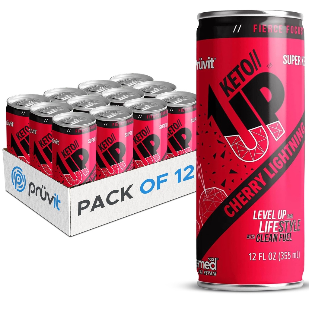 Cherry Lightning Keto//Up® 음료 - 남자와 여자를위한 초점을위한 준비 - 12 팩