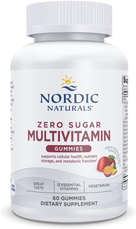 Nordic Naturals Zero Sugar Multi Gummies - 채식 다비타민 보충 - Passionfruit Mango - 60 Pectin-Based Gummies - 성인을위한 12 가지 필수 비타민 - Non-GMO - 30 서빙