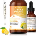 비타민 D3 K2 액체 드롭 – Liposomal 1000 IU D3 & 200 mcg K2 MK-7 – 높은 흡수, 면역, 뼈 & 심장 지원, 비 GMO, 레몬 맛, 60ml