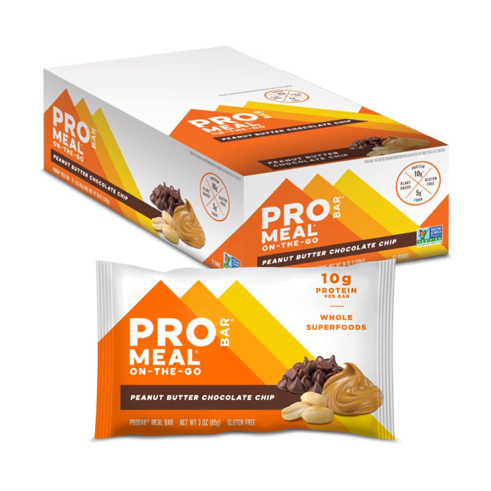 PROBAR - 식사 바, 땅콩 버터 초콜릿 칩, 비 GMO, 글루텐 - 무료, 건강한, 식물 기반 전체 식품 성분, 천연 에너지 (12 개)