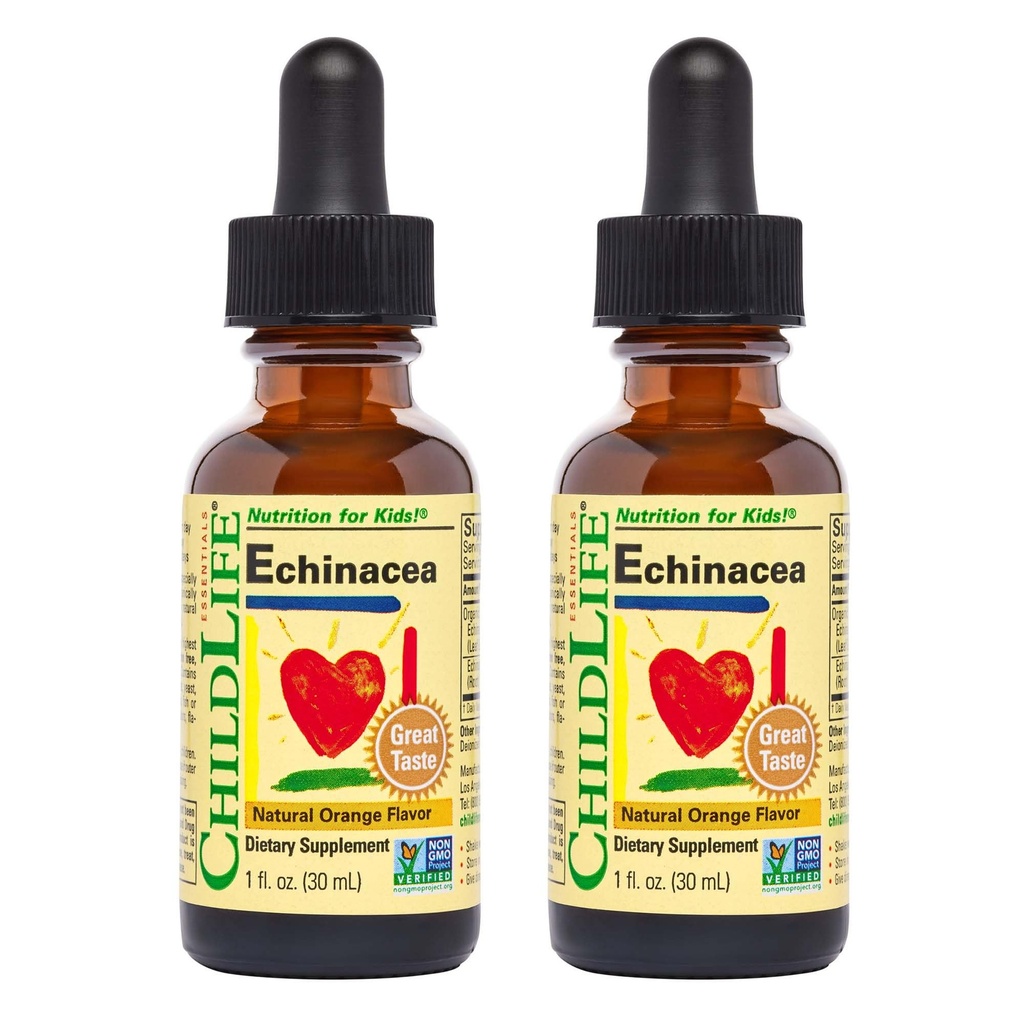 아이들을위한 CHILDLIFE ESSENTIALS Echinacea - 아이 Echinacea Drops, 액체 Tincture, 아기, 유아, 어린이를위한 알코올 무료 보충 - 자연 오렌지, 1 Fl Oz (패치 2)