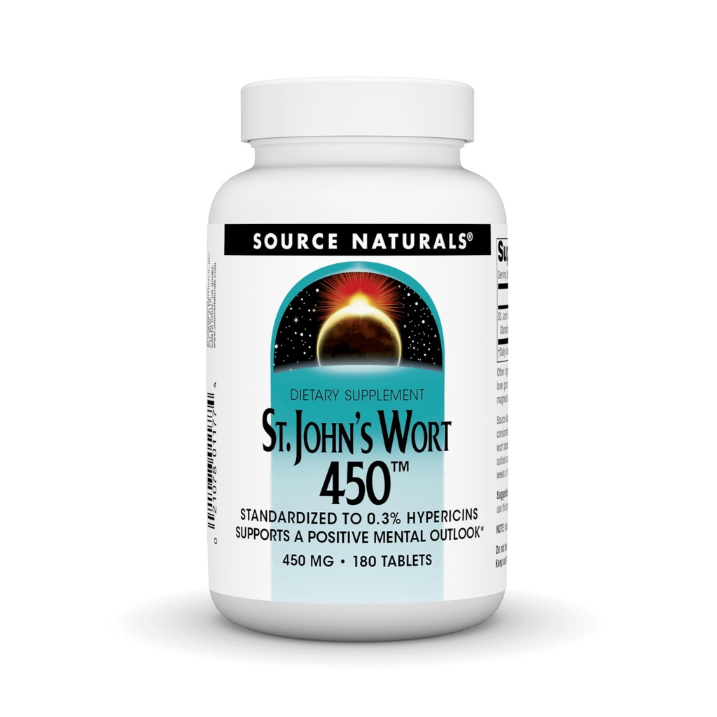 Source Naturals St. John 's Wort 450 mg은 긍정적 인 정신 아웃룩을 지원합니다 - 180 정제