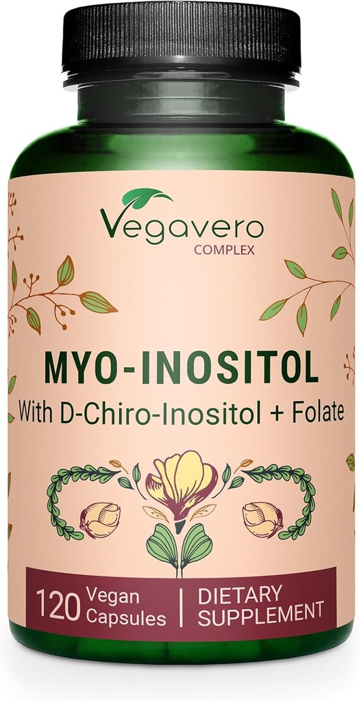 Vegavero Myo-Inositol & D-Chiro Inositol | 호르몬 균형 & Ovarian 지원 | Folate, Resveratrol, CoQ10 | 40:1 비율 | 실험실 테스트 | 120 모자 | Vegan