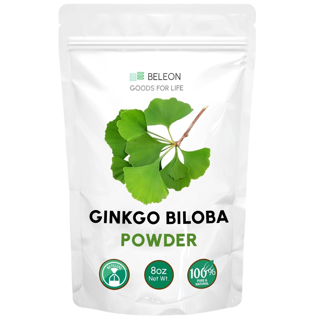 Ginkgo Biloba Powder 8 oz - 순수 천연 보충, 뇌 지원, 정신 건강, 필러 무료