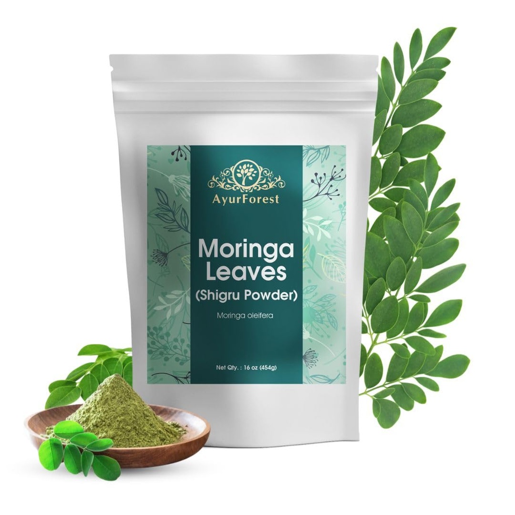 Moringa 잎 분말 Oleifera 잎 Shigru 음료와 스무디 16 Ounce