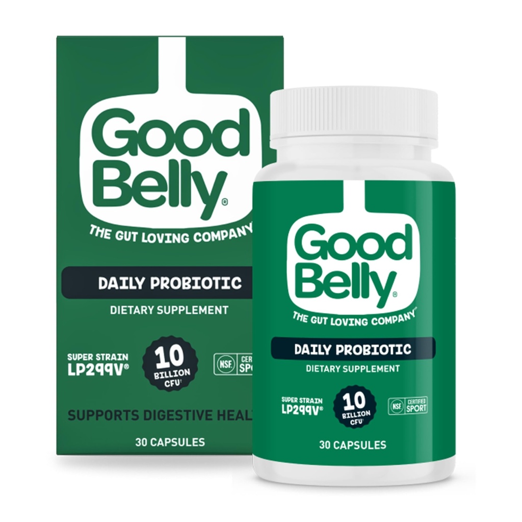 소화 건강을위한 GoodBelly Probiotic 캡슐 | 10 억 명의 라이브 문화가있는 Vegan Probiotic 보충 | 여성 및 남성을위한 Probiotics | 30 캡슐