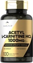 Carlyle Acetyl L-Carnitine HCL | 1000mg | 100 캡슐 | 고급 Athlete 공식 | 사전 운동 보충교재 | 비 GMO & 글루텐 무료