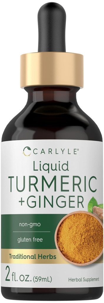 Carlyle Turmeric and Ginger Drops 2 fl oz | 블랙퍼와 보충 | Vegan, Non-GMO, 글루텐 무료