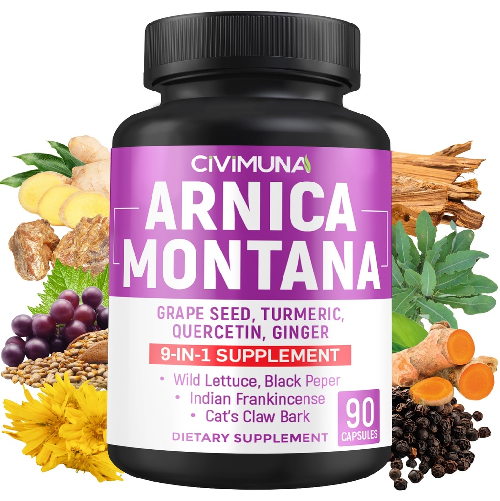 Arnica, 포도씨, Turmeric 및 더 많은 Arnica 캡슐 - 3 달 공급을 위한 90의 캡슐