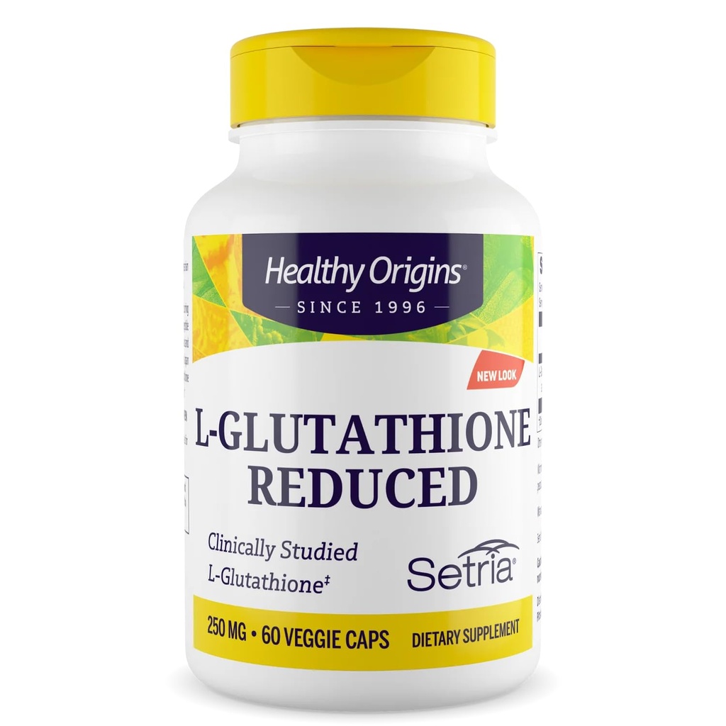 건강한 근원 L 글루타티온 250 mg (Setria, 비 GMO, 글루텐 자유로운, 산화 방지제, 면역성 지원, 피부 지원), 60 Veggie 모자