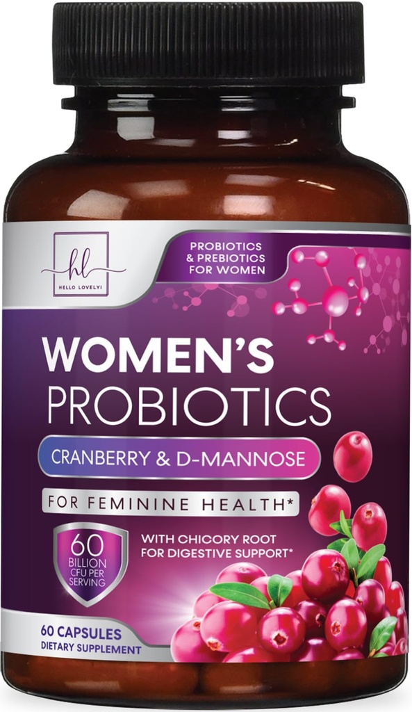 여성 소화 건강 지원을위한 Probiotics - 60 억 CFU 여성 프로바이오틱스, pH 균형을위한 16 Strains, Gut Health, Urinary & Immune 지원을위한 Cranberry와 질 지원 - 60 캡슐