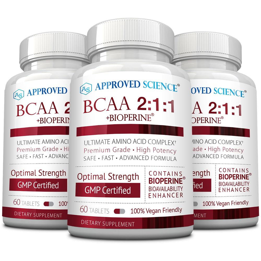 승인 된 과학 BCAA 보충 - 180 정제 - 2400mg - 성능과 강화 근육 발달 증가 - L-Leucine, L-Isoleucine, L-Valine - 미국에서 만든, 비 GMO