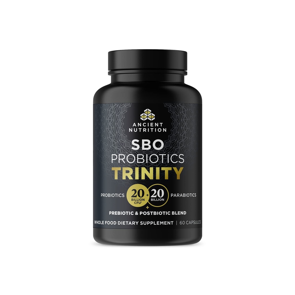 고대 영양 SBO Probiotic Trinity Daily Care, 소화 건강을위한 Probiotics, Prebiotics, Probiotics, Postbiotics 및 Parabiotics의 40 억 혼합은 Occasional Bloating, 60 카운트를 감소시킵니다.