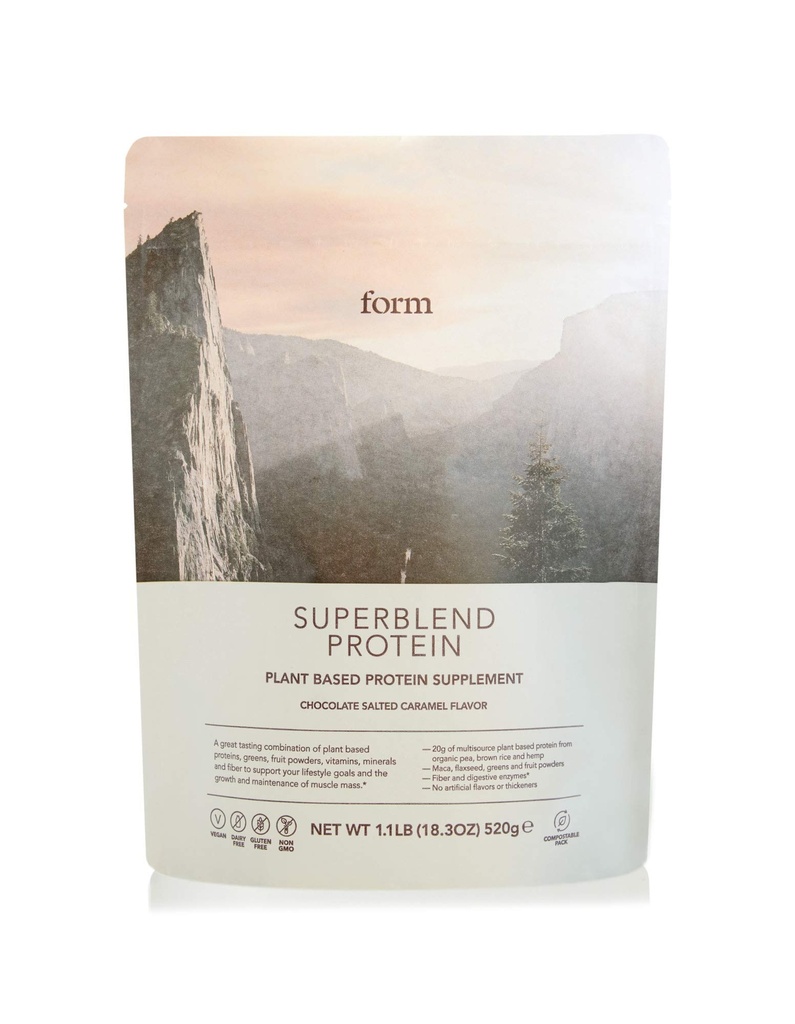 Superblend Protein - Superfoods, 비타민 및 미네랄이 함유 된 채식 단백질 분말 - 서빙 당 식물 기반 단백질 20g (Chocolate Salted Caramel)