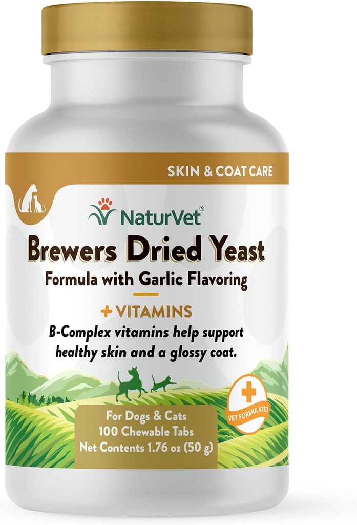 NaturVet Brewers는 개와 고양이를위한 마늘 맛 플러스 비타민을 가진 효모 공식을 말했습니다, 세계적으로 소스 성분 100 개를 가진 미국에서 만드는 Chewable 정제