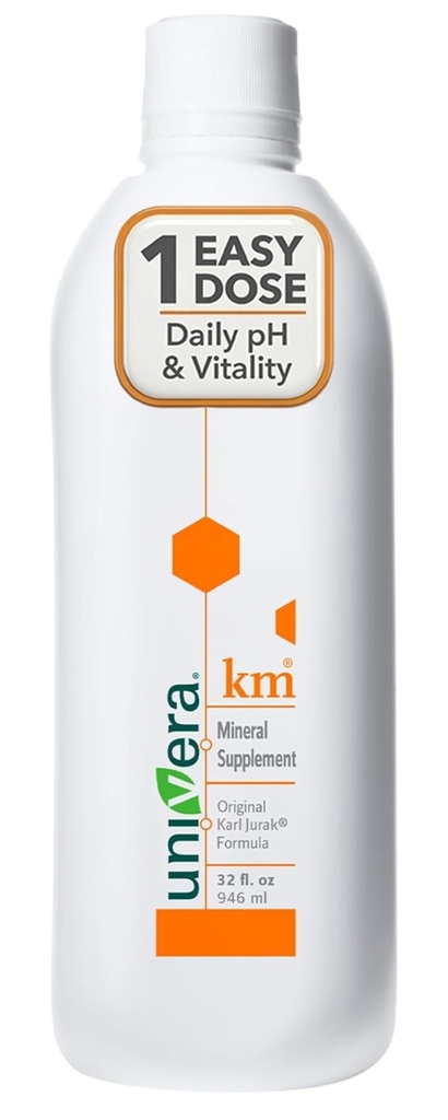 Univera km, 액체 칼륨 지원, 32 fl oz (1PK), 몸의 pH 혈액 균형, 원래 Karl Jurak fomula, 지구 맛 (30 일 공급)