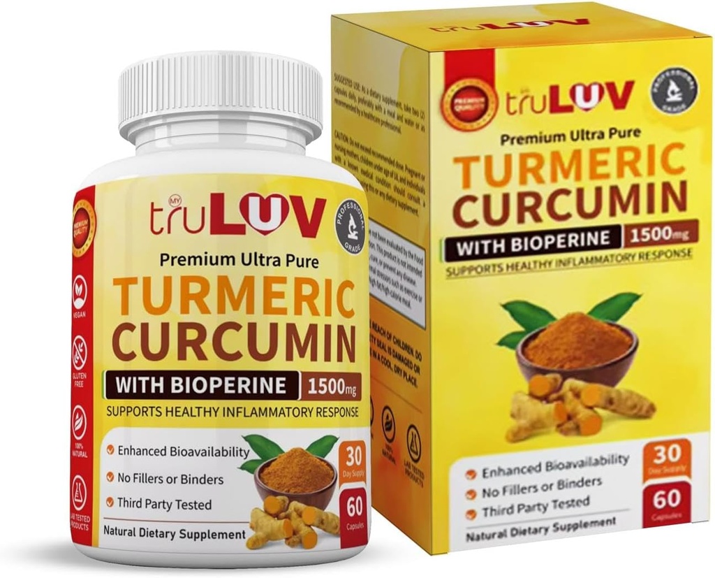 Bioperine Ginger 보충교재 1500mg 60 캡슐을 가진 심황 Curcumin – 건강 비 GMO를 위한 자연적인 규정식 보충교재 | 글루텐 무료