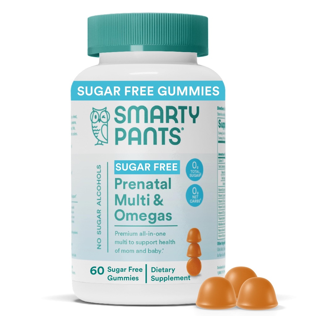 여성을위한 SmartyPants Prenatal 비타민, 설탕 무료 Multivitamin Gummies : Methylfolate, Omega 3 (ALA) 비타민 D3, C, 비타민 B12, B6, A, K & 아연, Inositol, Erythritol 무료, 60 카운트 (20 일 공급)