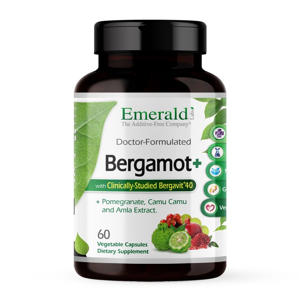 EMERALD LABS Bergamot+ - Bergamot, Pomegranate, Amla & Camu Camu와 Metabolism & Heart Health 지원 - 글루텐 - 무료 및 채식 - 60 야채 캡슐 (30 인분)