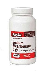 럭비 나트륨 BICARB 5GR TAB 나트륨 BICARBONATE-325 MG 백색 1000의 정제 UPC 305361046101