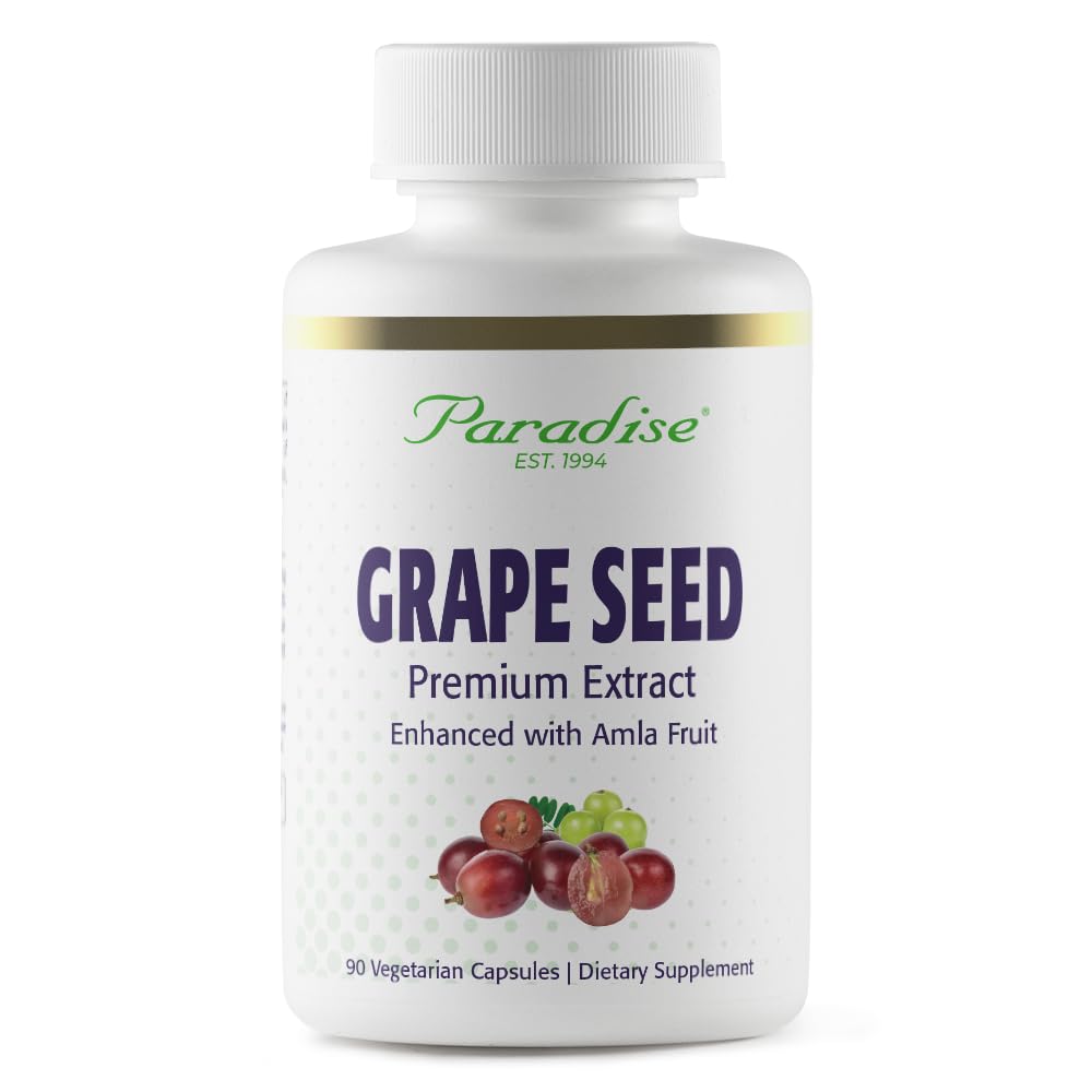 파라다이스 허브 포도 씨앗 추출, 활성 전체 스펙트럼, 산화 방지제, 비 GMO, 글루텐 무료, 90 채식 캡슐